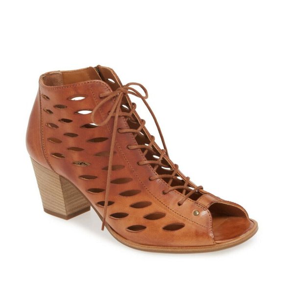 $400 PAUL GREEN Bali Lace-Up Bootie Sandal CUOIO Leather CAYANNE  9 (TPO9.5) - Picture 1 of 7